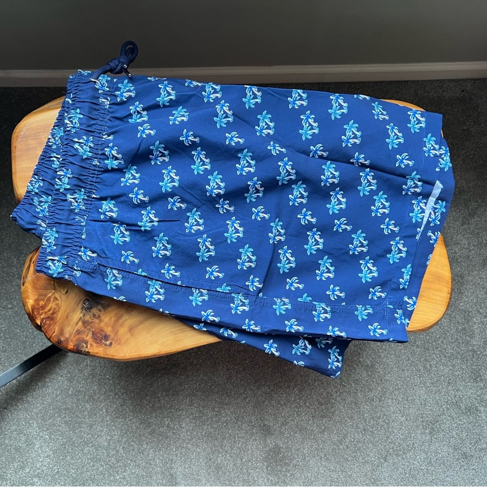 Blue Geometric Swim Trunks